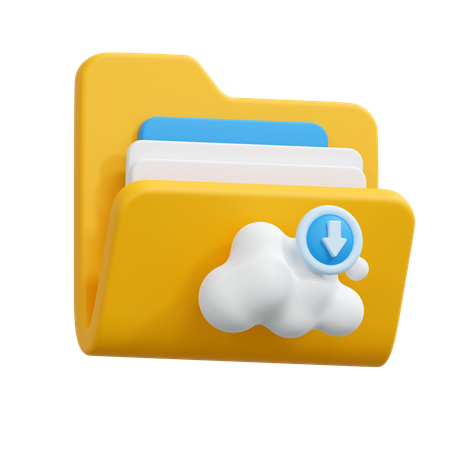 Cloud folder download  3D Icon