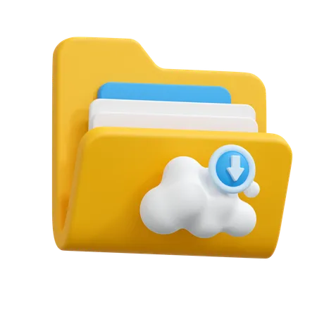 Cloud folder download  3D Icon