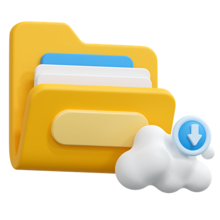 Cloud folder download  3D Icon