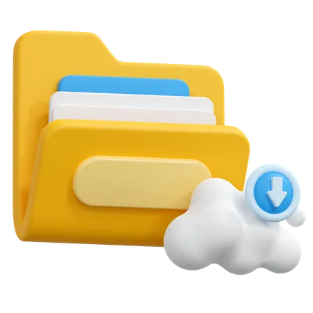 Cloud folder download  3D Icon