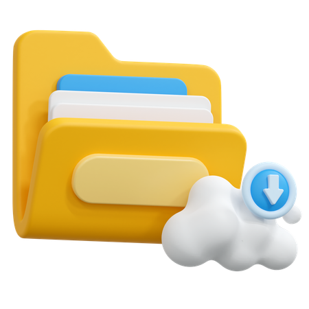 Cloud folder download  3D Icon
