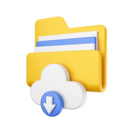 Cloud Folder Download  3D Illustration