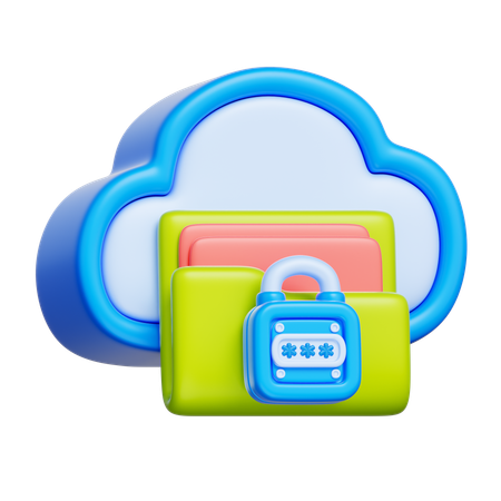 Cloud Folder Lock  3D Icon