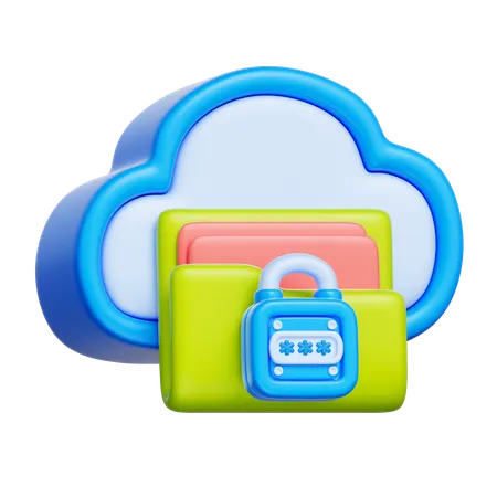 Cloud Folder Lock  3D Icon