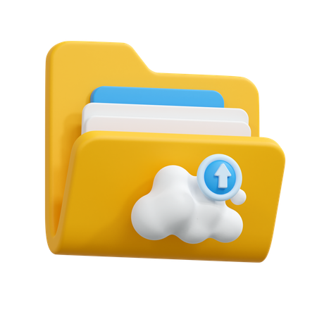 Cloud folder upload  3D Icon