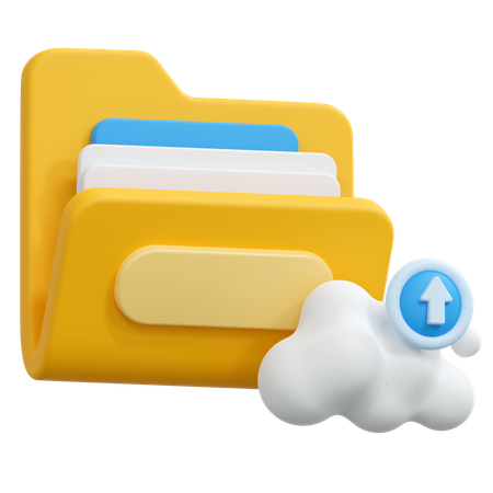 Cloud folder upload  3D Icon