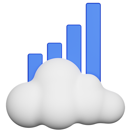 Cloud Growth Graph  3D Icon