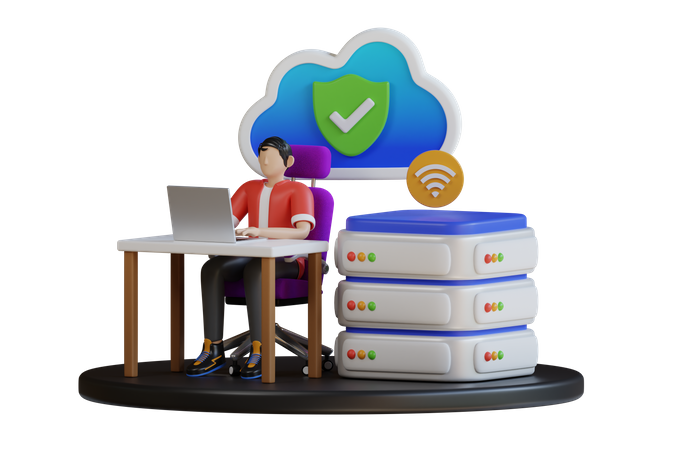 Cloud Hosting  3D Illustration