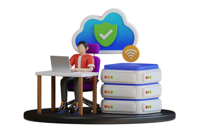 Cloud Hosting  3D Illustration