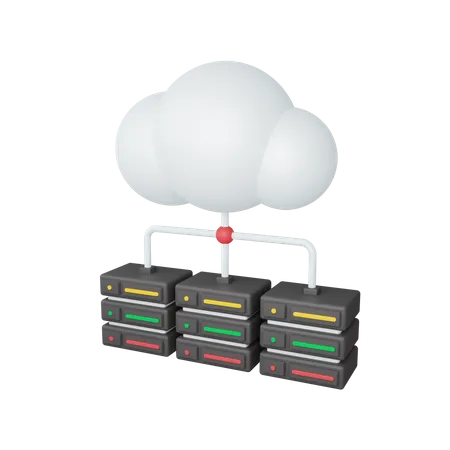 3 D Rendering Hosting Concept With Cloud And Colorful Server Symbol Useful For Server IT 3D Illustration