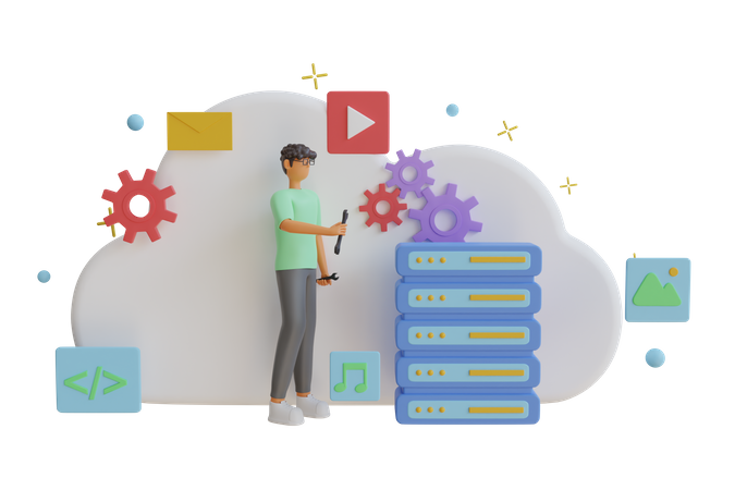 Cloud-Hosting-Dienst  3D Illustration