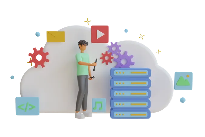 Cloud-Hosting-Dienst  3D Illustration