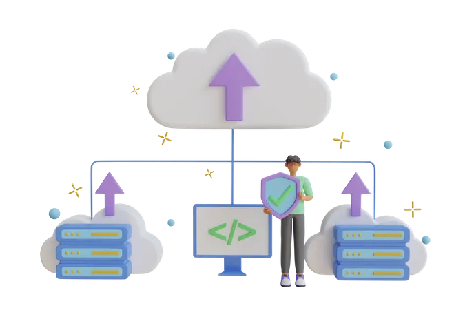 Cloud Hosting Management  3D Illustration