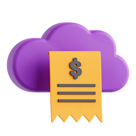 Cloud Invoice  3D Icon