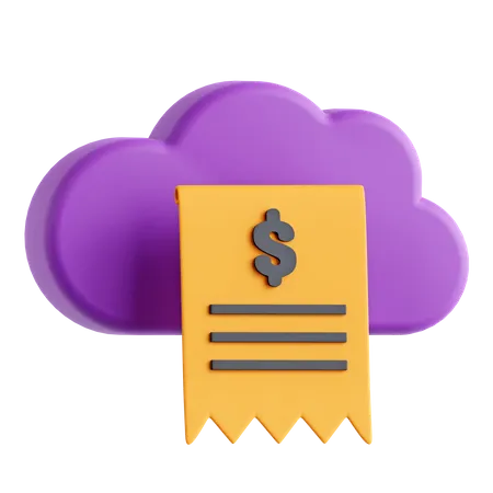 Cloud Invoice  3D Icon