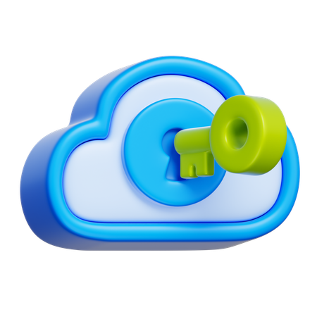 Cloud Key Encryption  3D Icon