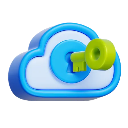 Cloud Key Encryption  3D Icon