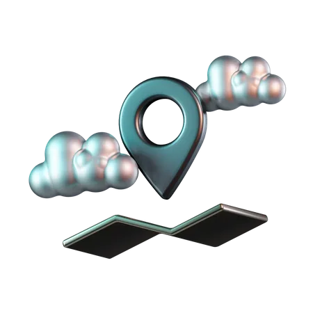 Cloud Location Maps  3D Icon