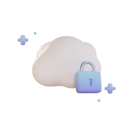 Cloud Lock 3D Illustration