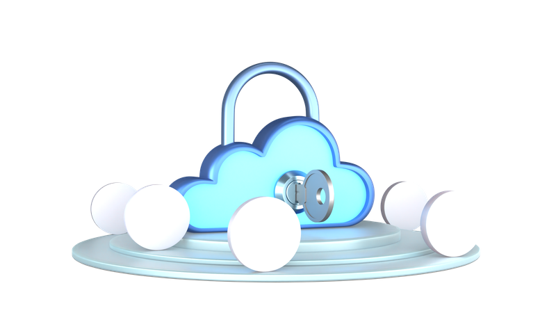 Cloud Lock With Key  3D Illustration