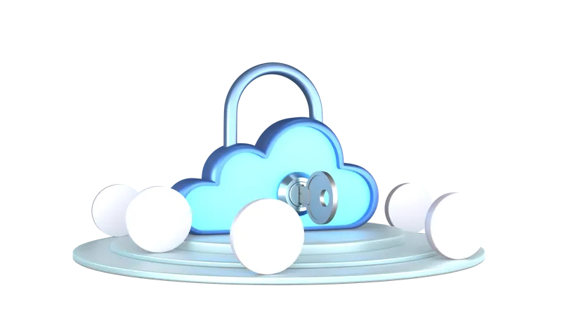 Cloud Lock With Key  3D Illustration