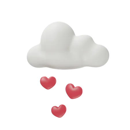 Cloud And Heart 3 D Render Illustration For Valentines Day 3D Icon