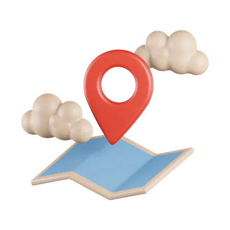 Cloud Maps Location  3D Icon