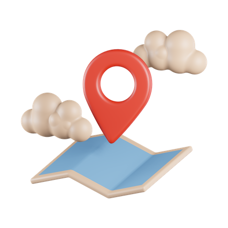 Cloud Maps Location 3D Icon