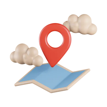 Cloud Maps Location 3D Icon