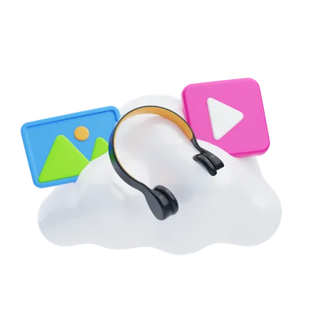 Cloud Media  3D Icon