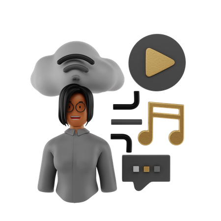 Cloud Media  3D Icon