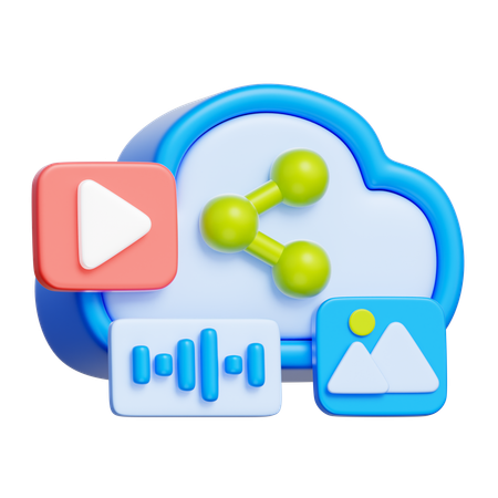 Cloud Media Streaming  3D Icon