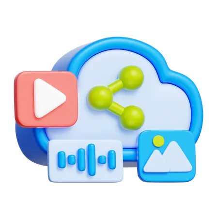 Cloud Media Streaming  3D Icon