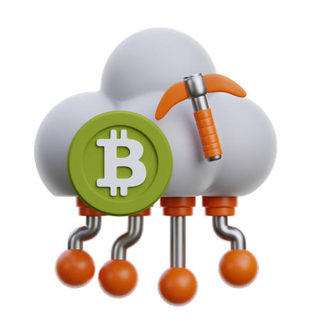 Cloud mining avec Bitcoin  3D Icon