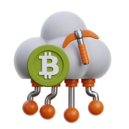 Cloud Mining With Bitcoin  3D Icon