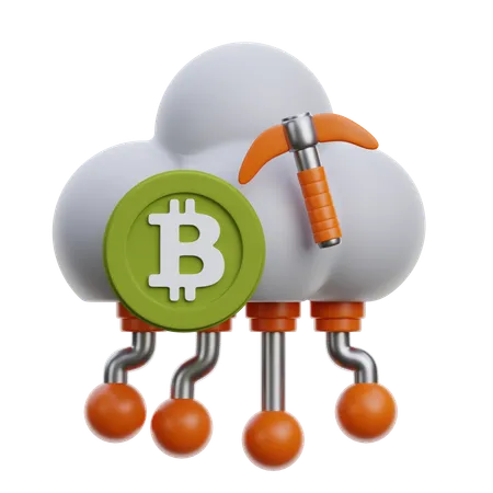 Cloud Mining With Bitcoin  3D Icon