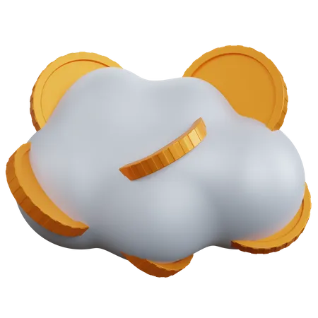 3 D Rendering Cloud With Some Coins Isolated 3D Icon