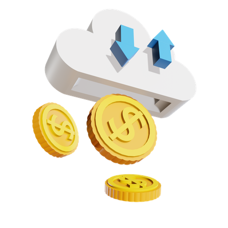 Cloud money trading  3D Illustration