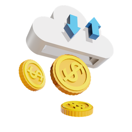 Cloud money trading 3D Illustration