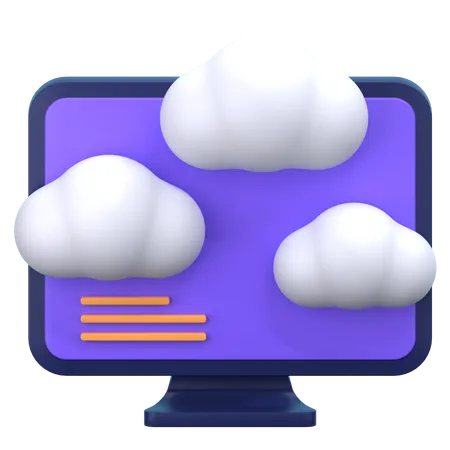 Cloud Monitor  3D Icon