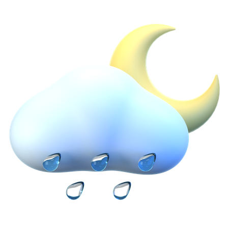 Cloud Moon Rain  3D Icon