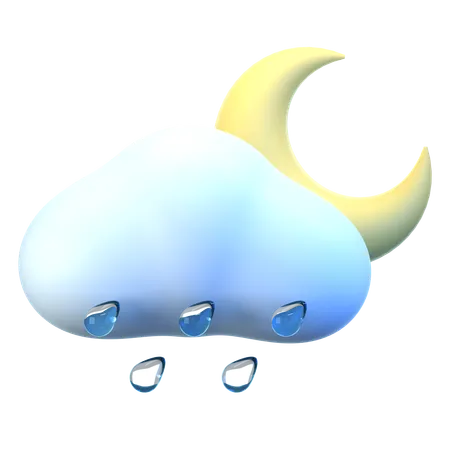 Cloud Moon Rain  3D Icon