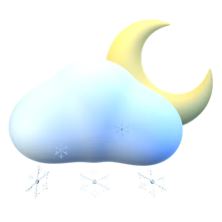 Cloud Moon Snow  3D Icon