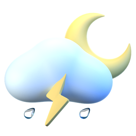 Cloud Moon Storm  3D Icon