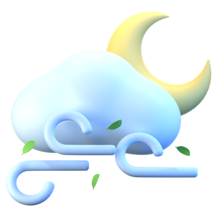Cloud Moon Wind  3D Icon