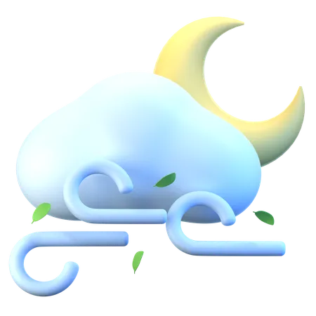 Cloud Moon Wind  3D Icon