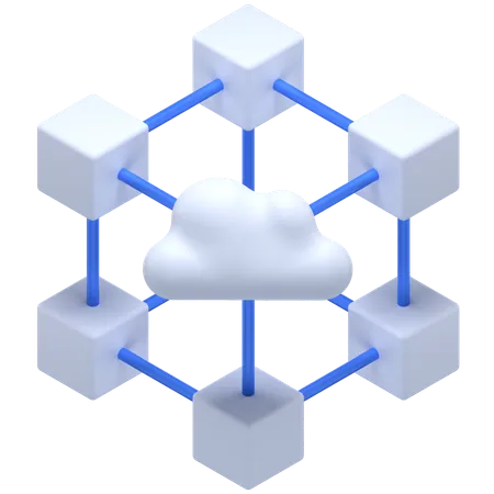 3 D Icon Of A Blockchain Cloud 3D Icon