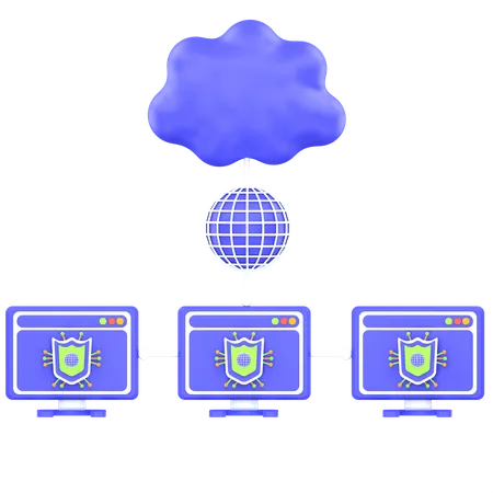 Cloud Network Connection  3D Icon