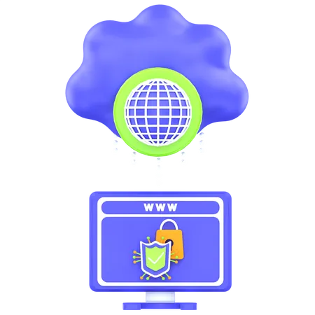 Cloud Network Security  3D Icon