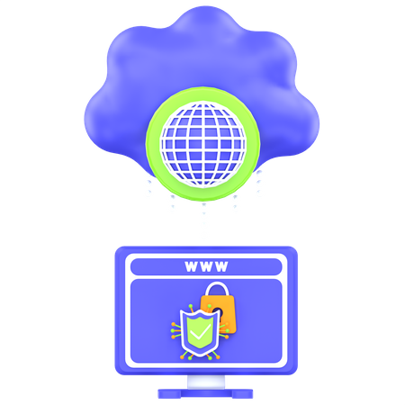 Cloud Network Security  3D Icon